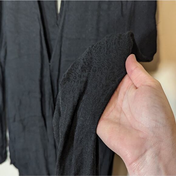 Velvet by Graham and Spencer Black Leopard Surplice Flowy Boho Blouse - Picture 3 of 11